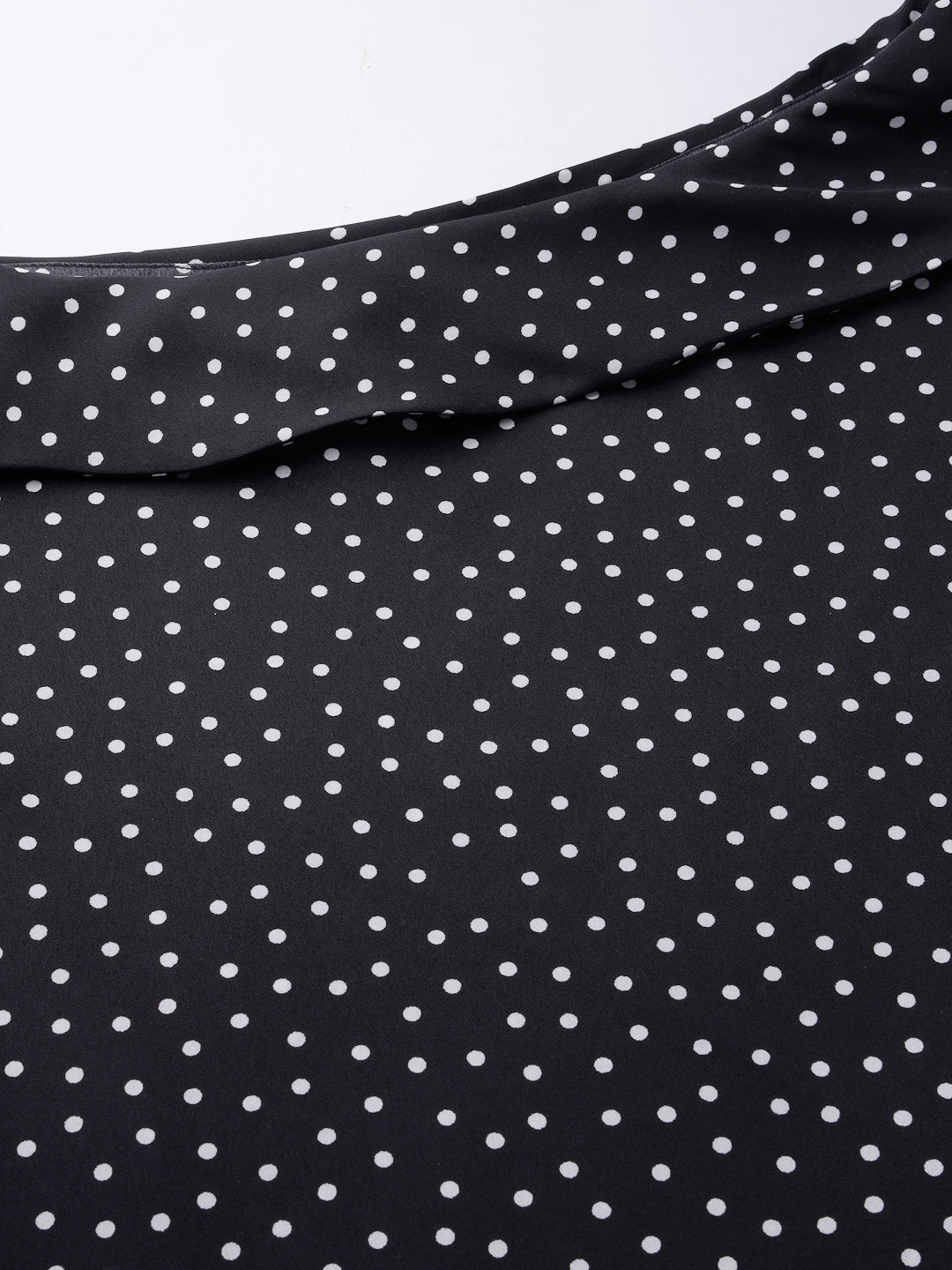 Style Quotient Women Black & White Polk Dot Print Bardot Plus Size Top-Tops-StyleQuotient