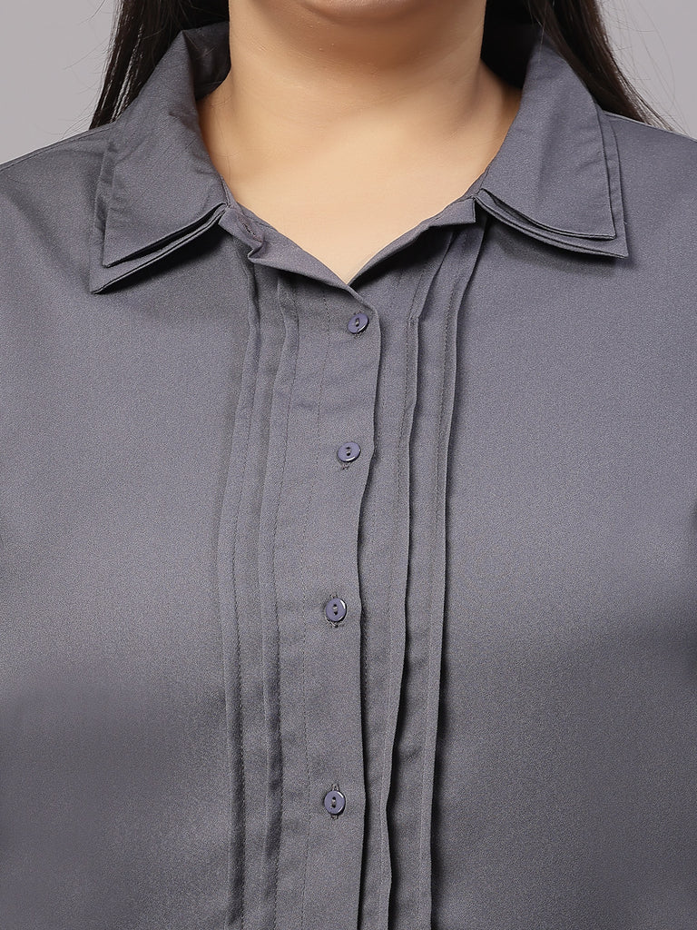 Style Quotient Women Grey Classic Opaque Formal Shirt-Shirts-StyleQuotient