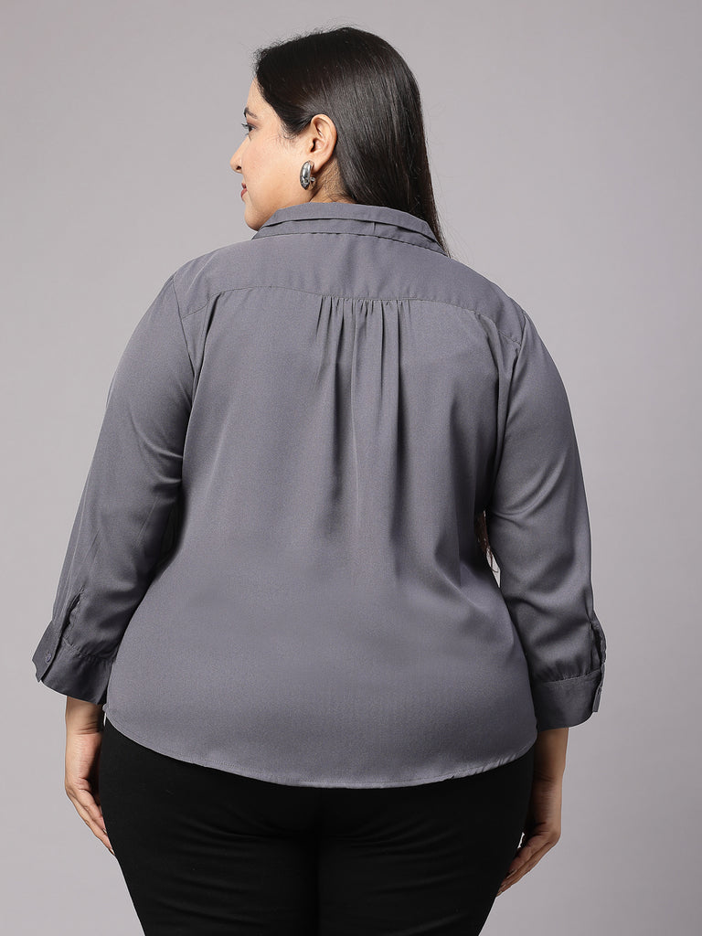 Style Quotient Women Grey Classic Opaque Formal Shirt-Shirts-StyleQuotient