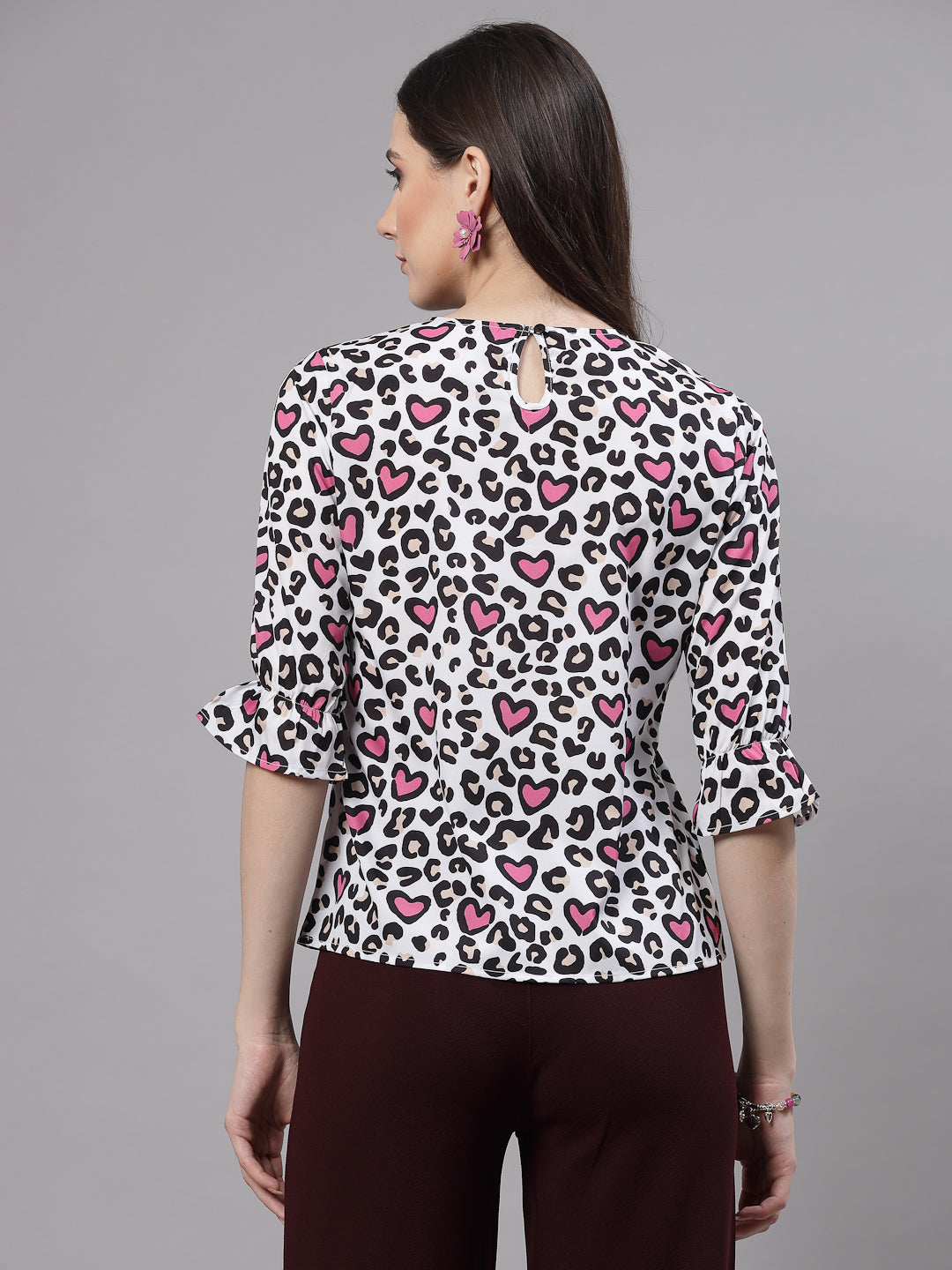 Style Quotient Women Pink and Multi Animal Printed Smart Casual Top-Tops-StyleQuotient