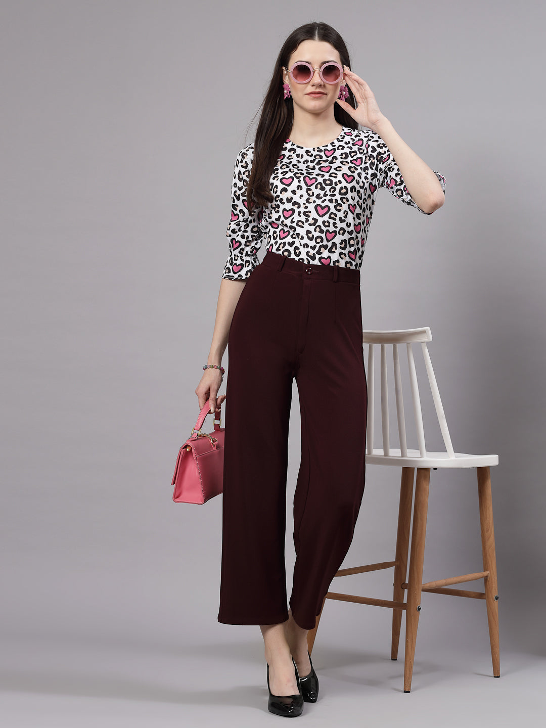 Style Quotient Women Pink and Multi Animal Printed Smart Casual Top-Tops-StyleQuotient