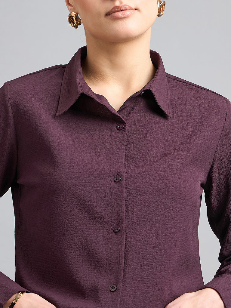 Style Quotient solid textured spread collar shirt with full sleeves-Shirts-StyleQuotient