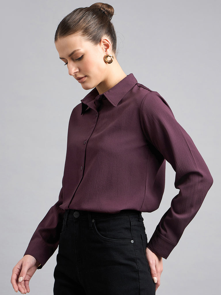 Style Quotient solid textured spread collar shirt with full sleeves-Shirts-StyleQuotient