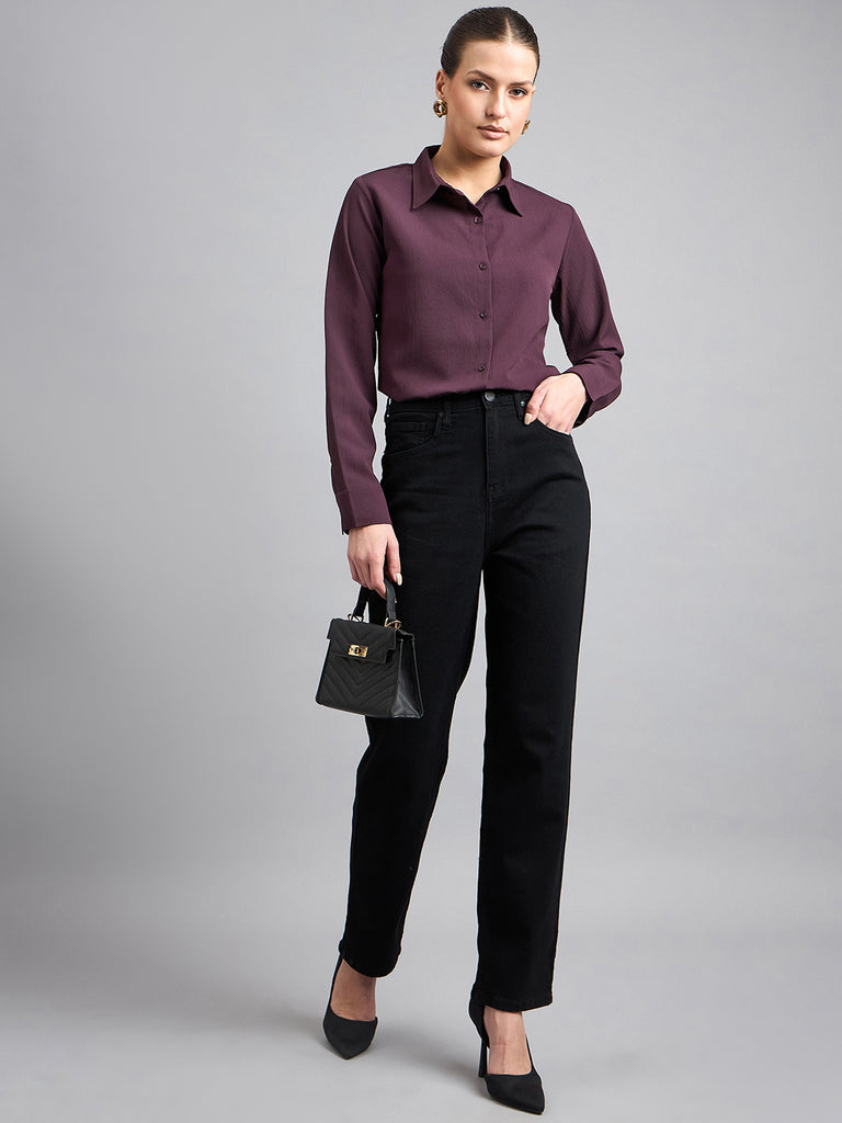 Style Quotient solid textured spread collar shirt with full sleeves-Shirts-StyleQuotient