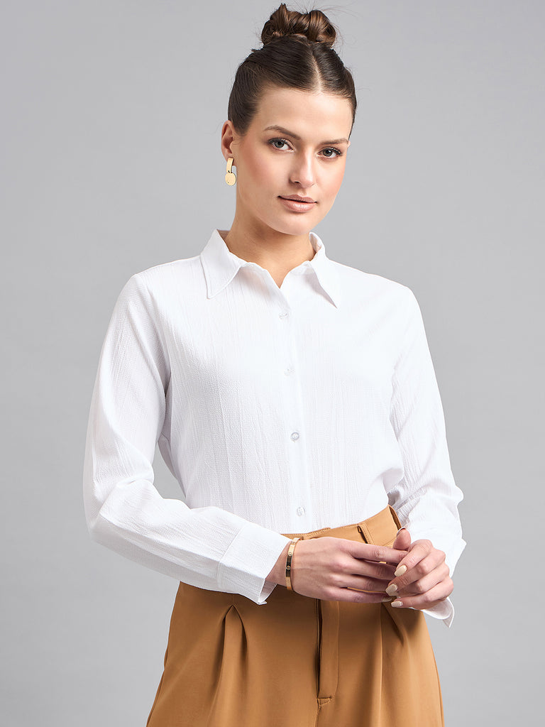 Style Quotient solid textured spread collar shirt with full sleeves-Shirts-StyleQuotient