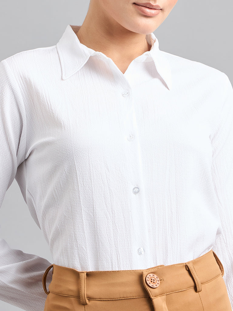 Style Quotient solid textured spread collar shirt with full sleeves-Shirts-StyleQuotient