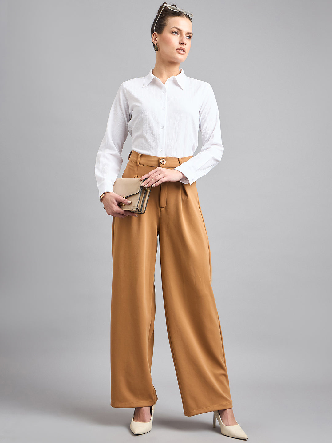 Style Quotient solid textured spread collar shirt with full sleeves-Shirts-StyleQuotient