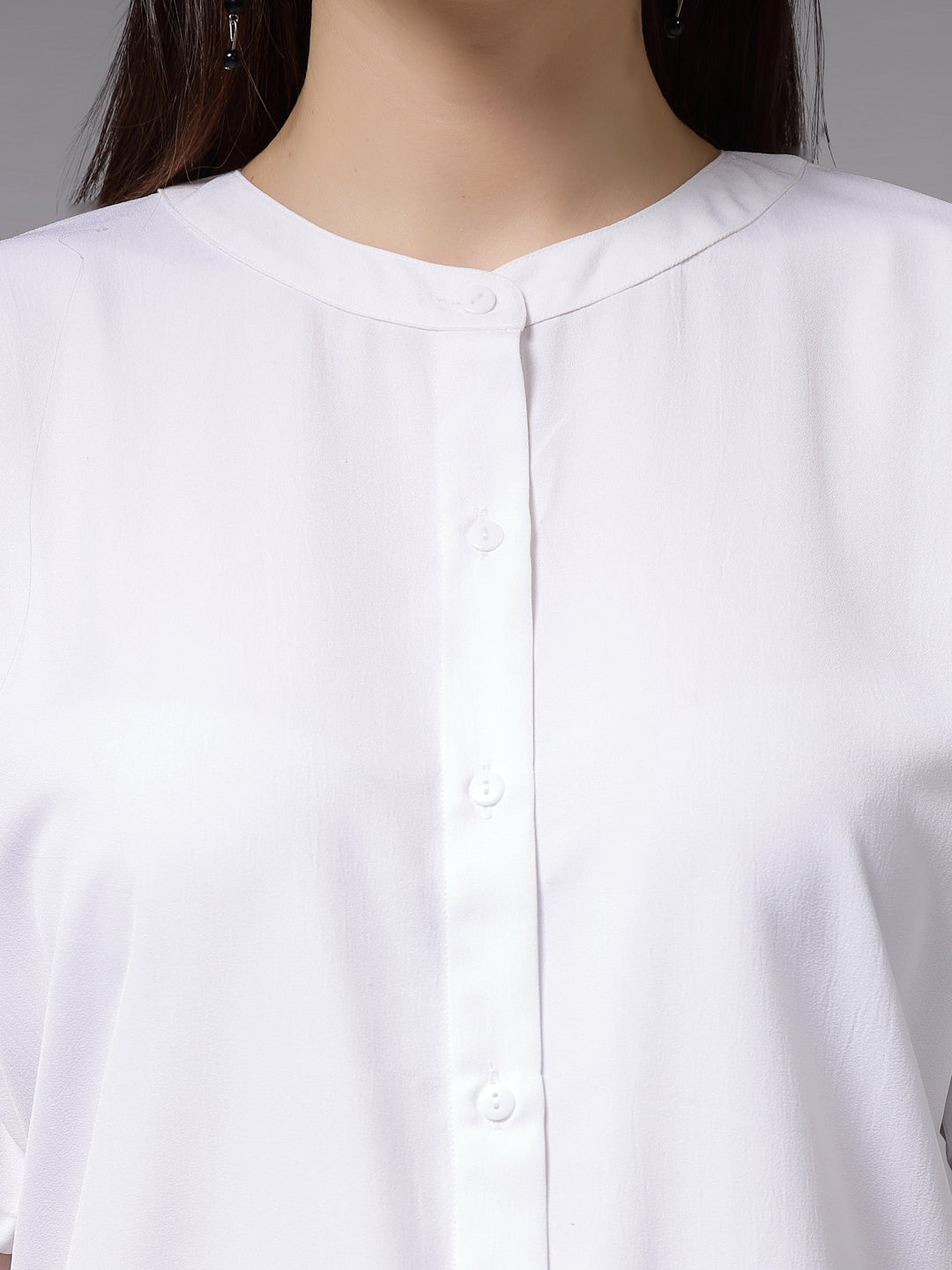 Style Quotient Women White Relaxed Fit Classic Smart Short Sleeved Shirt-Shirts-StyleQuotient