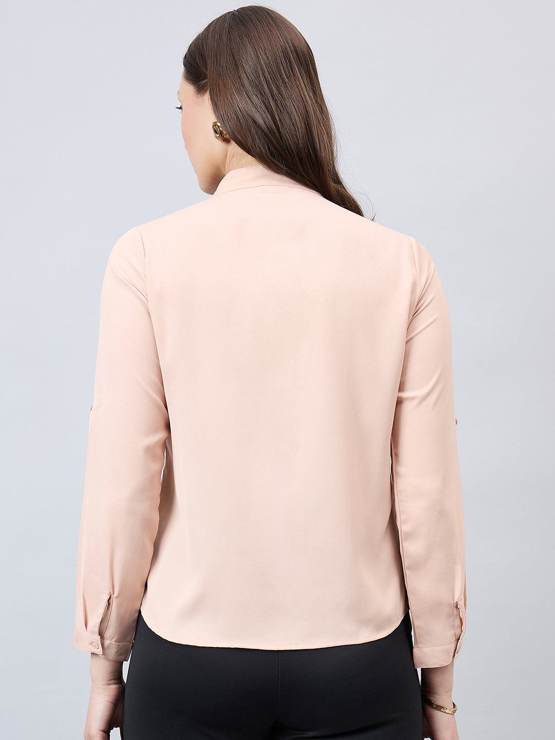 Style Quotient Women Solid Nude Polyester Regular Fit Formal Shirt-Shirts-StyleQuotient