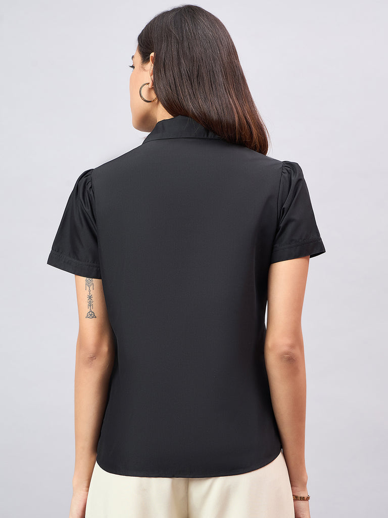 Style Quotient Women Short Sleeves front button and collar Shirt-Shirts-StyleQuotient