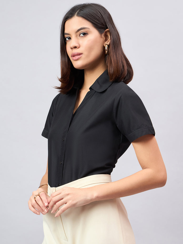 Style Quotient Women Short Sleeves front button and collar Shirt-Shirts-StyleQuotient