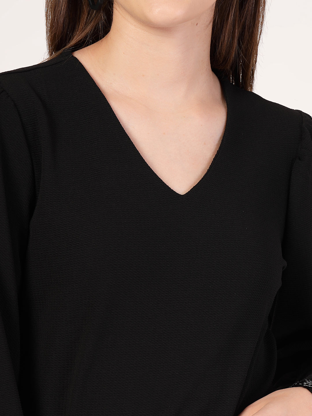 Style Quotient Women Black Knit Top-Tops-StyleQuotient