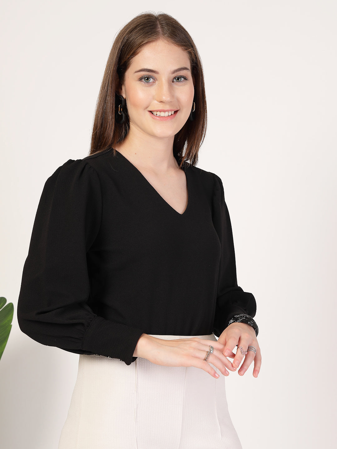 Style Quotient Women Black Knit Top-Tops-StyleQuotient
