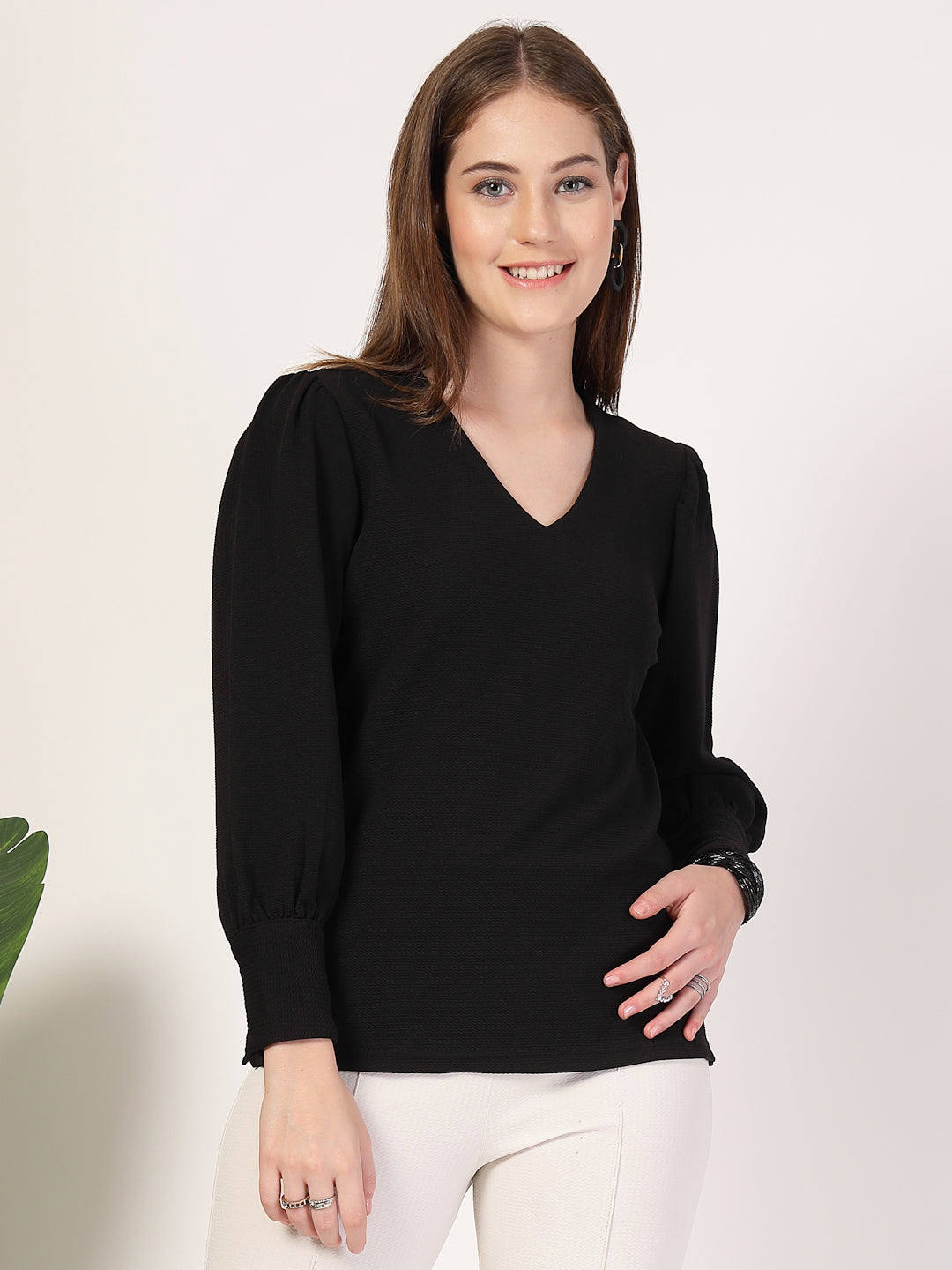 Style Quotient Women Black Knit Top-Tops-StyleQuotient