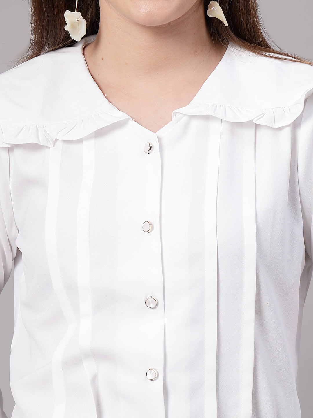 Style Quotient Women Solid White Regular Fit Polymoss Formal Shirt-Shirts-StyleQuotient