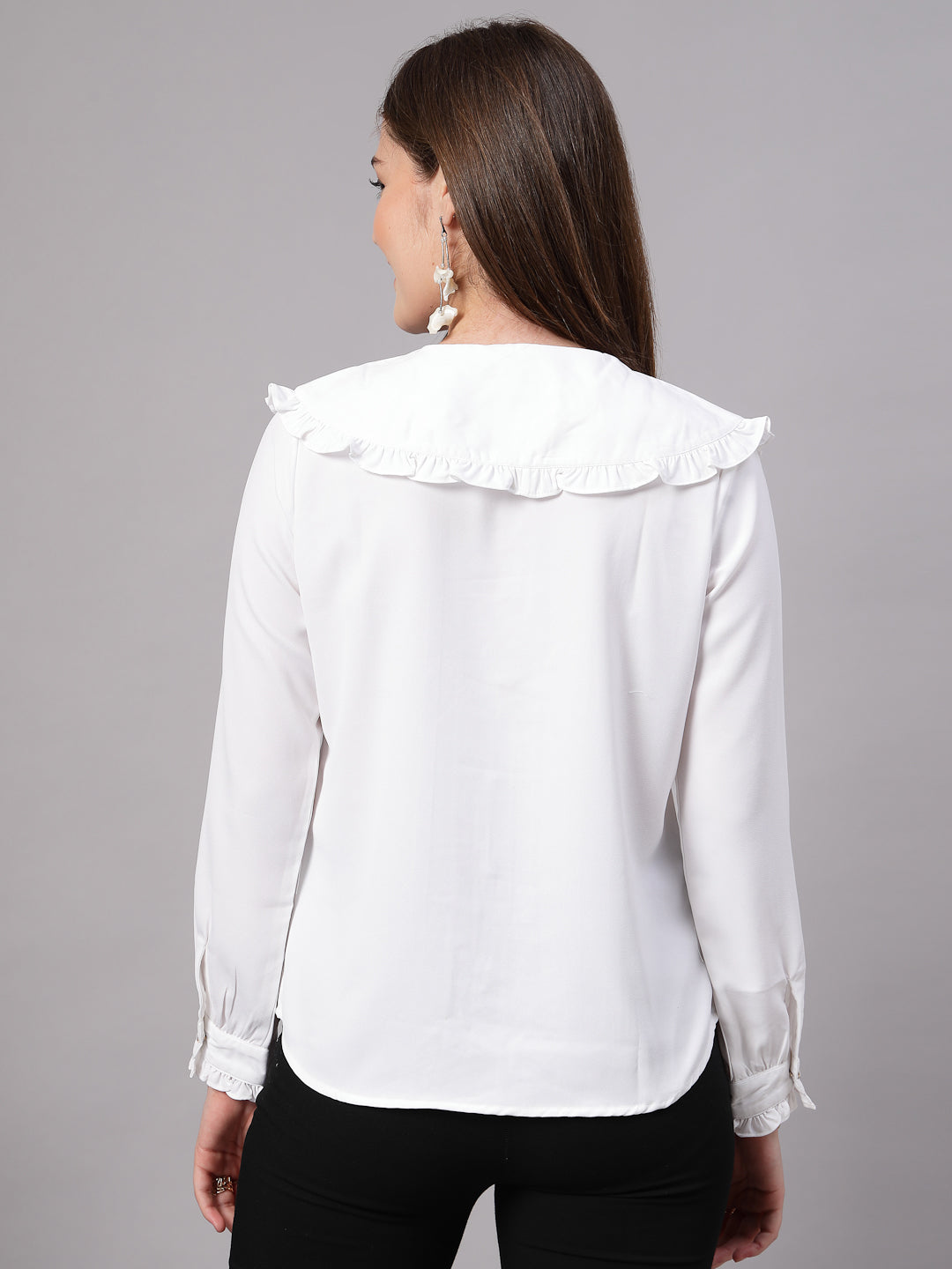 Style Quotient Women Solid White Regular Fit Polymoss Formal Shirt-Shirts-StyleQuotient