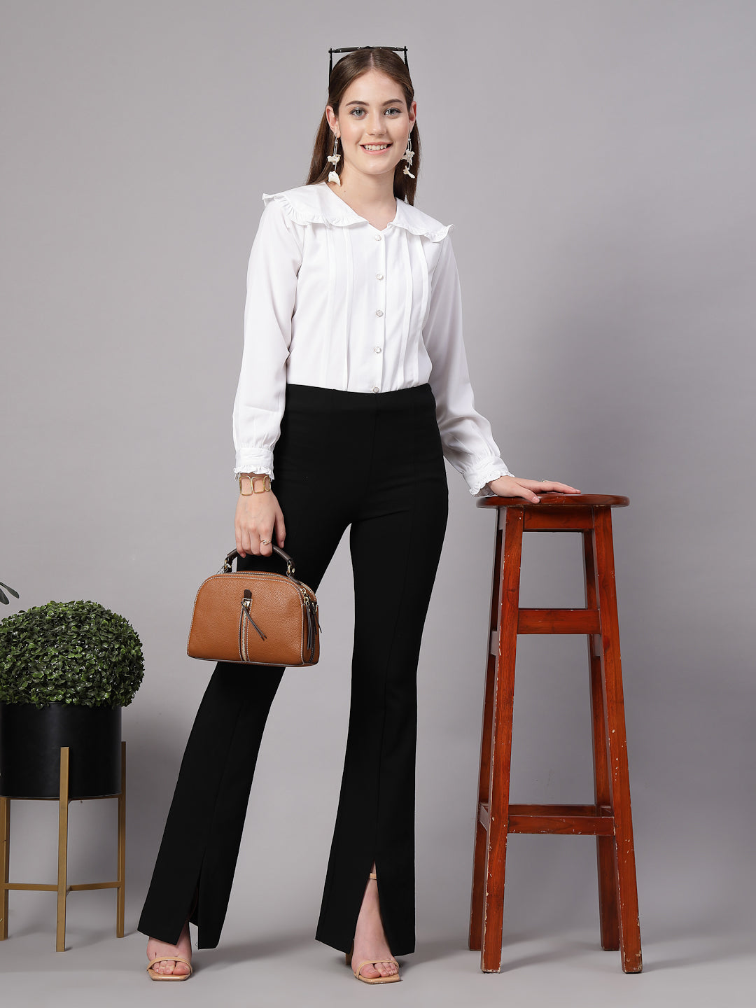 Style Quotient Women Solid White Regular Fit Polymoss Formal Shirt-Shirts-StyleQuotient