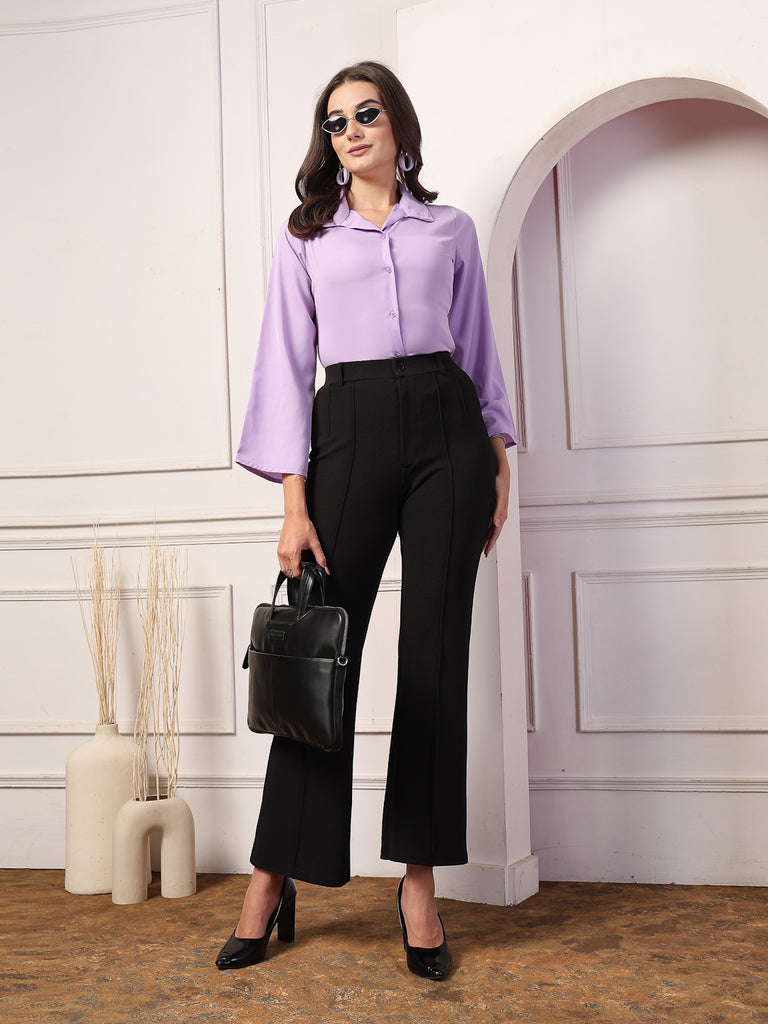 Style Quotient Womens Lilac with Full bell sleeves Shirt-Shirts-StyleQuotient