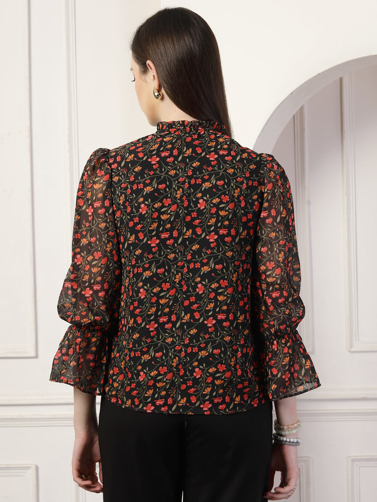 Style Quotient Women Multi floral print top-Tops-StyleQuotient
