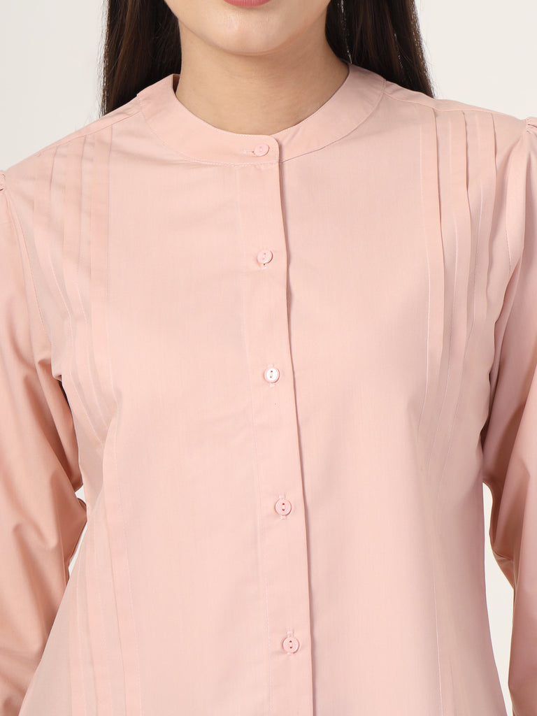 Style Quotient Women Solid Nude Polycotton Regular Shirt-Shirts-StyleQuotient