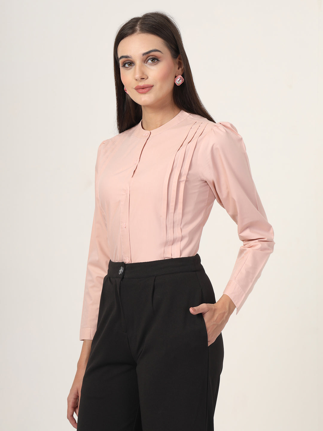 Style Quotient Women Solid Nude Polycotton Regular Shirt-Shirts-StyleQuotient