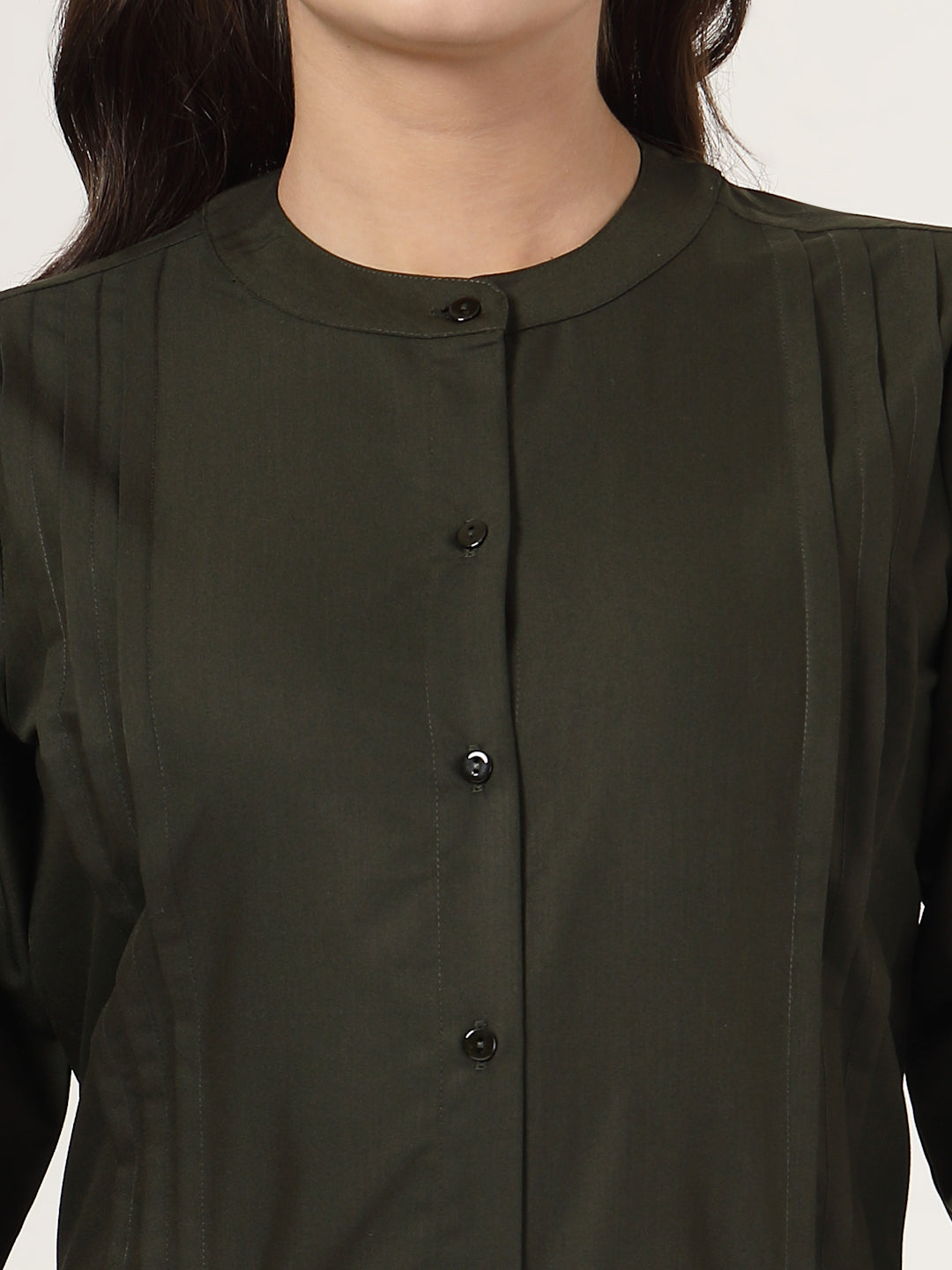 Style Quotient Women Solid Olive Polycotton Regular Shirt-Shirts-StyleQuotient