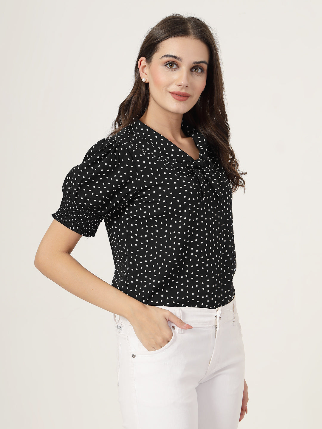 Style Quotient Women black and white front tie-up Top-Tops-StyleQuotient