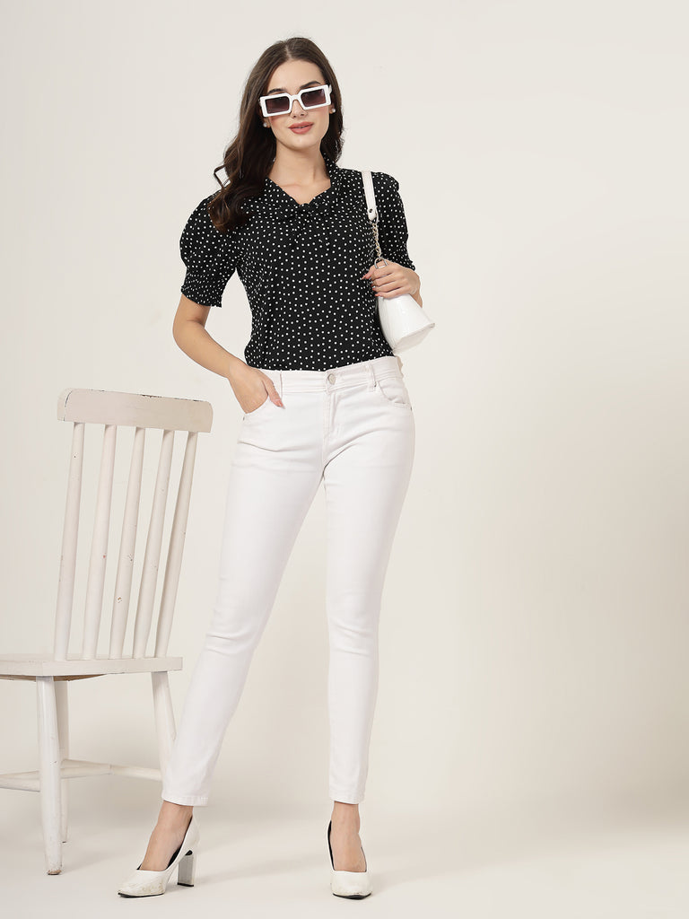 Style Quotient Women black and white front tie-up Top-Tops-StyleQuotient