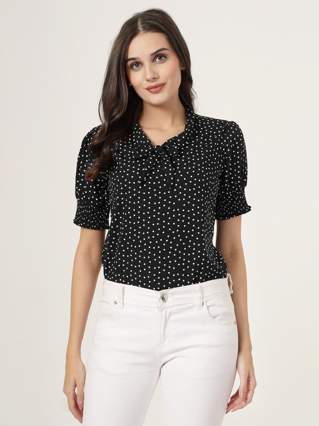 Style Quotient Women black and white front tie-up Top-Tops-StyleQuotient