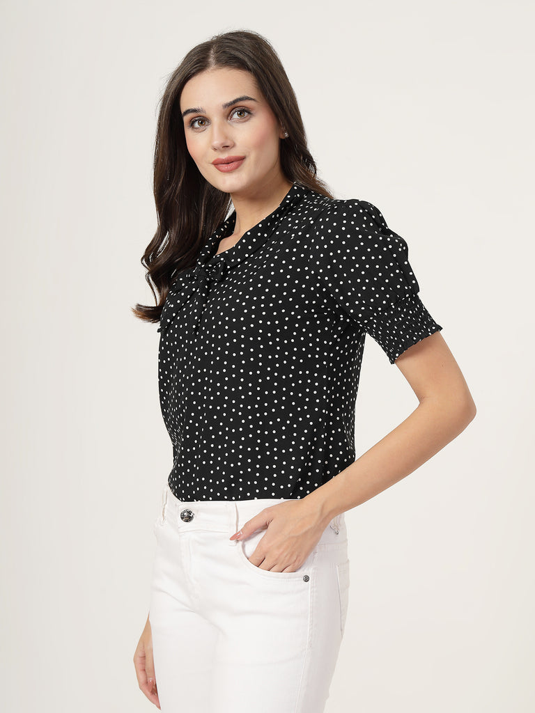 Style Quotient Women black and white front tie-up Top-Tops-StyleQuotient