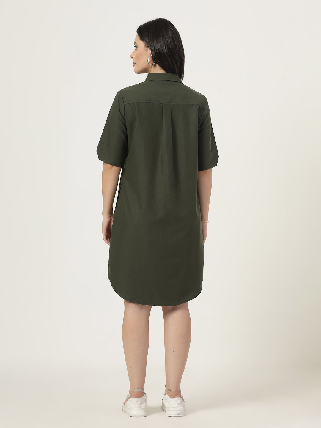 Style Quotient Women Poly Viscose shirt dress with front buttons and spread collar-Dresses-StyleQuotient