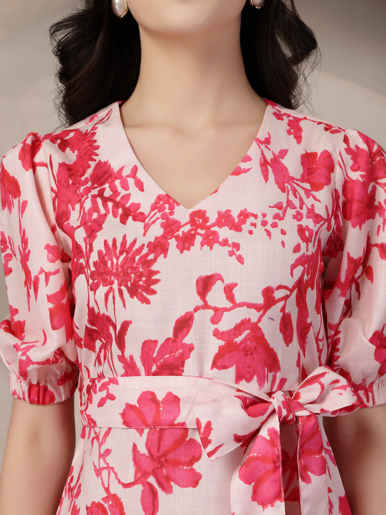 Style Quotient Women Fusia Flroal print Dress-Dressers-StyleQuotient
