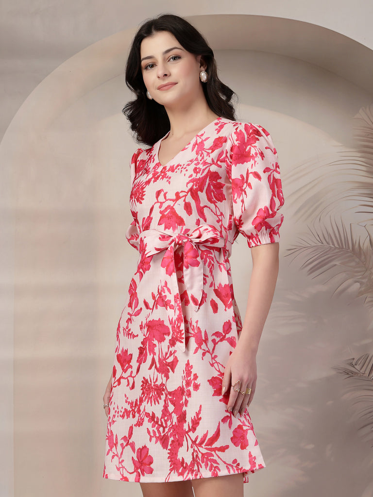 Style Quotient Women Fusia Flroal print Dress-Dressers-StyleQuotient