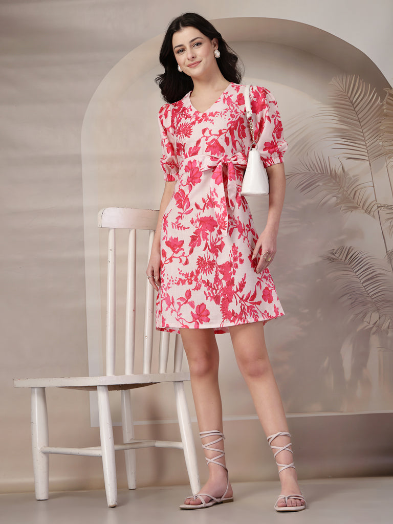 Style Quotient Women Fusia Flroal print Dress-Dressers-StyleQuotient