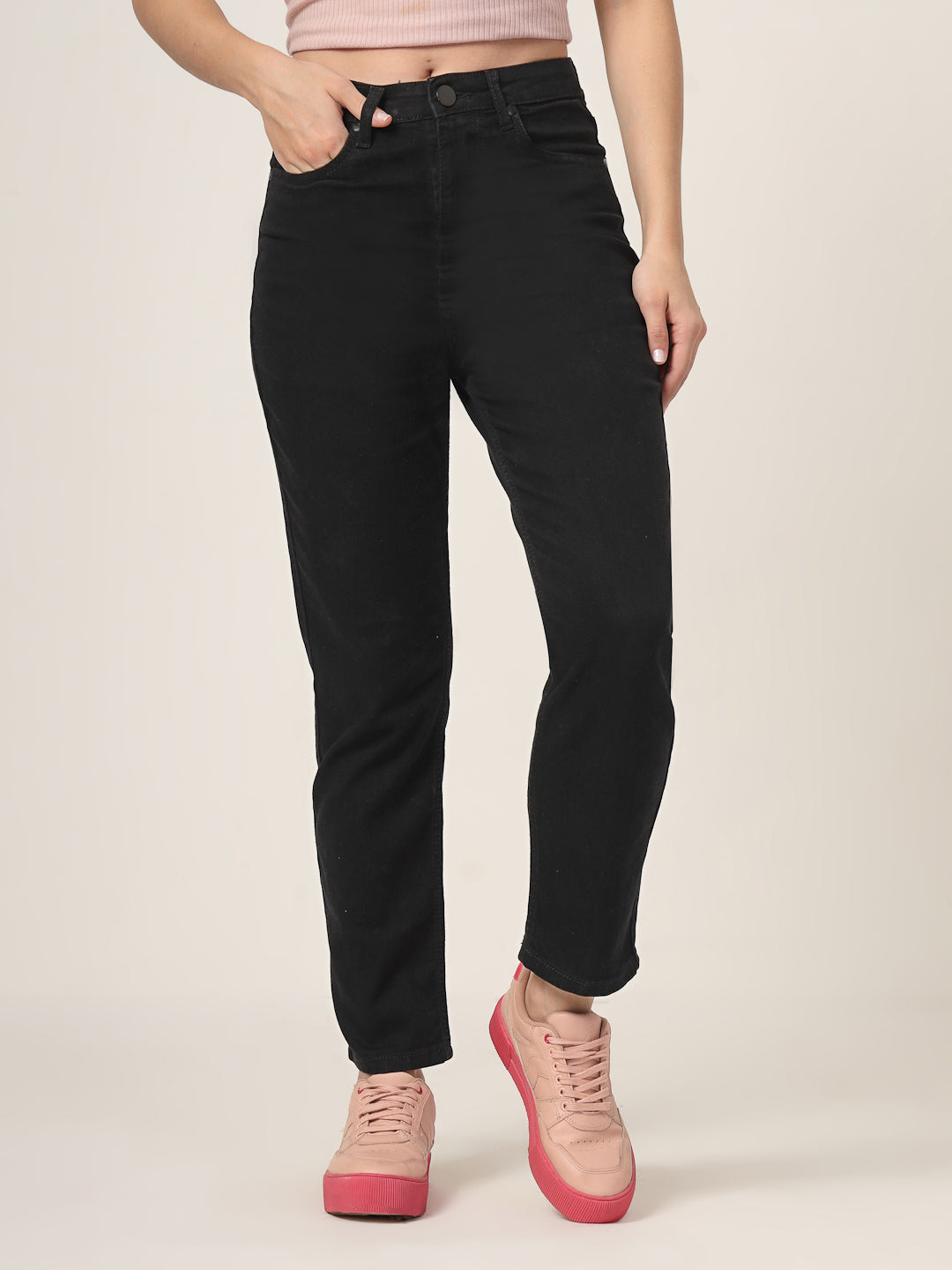 Style Quotient Women Black Mom Fit High Rise Stretchable Jeans-Jeans-StyleQuotient