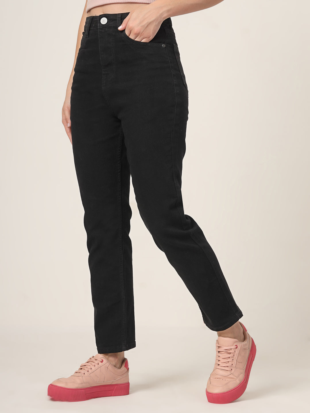 Style Quotient Women Black Mom Fit High Rise Stretchable Jeans-Jeans-StyleQuotient