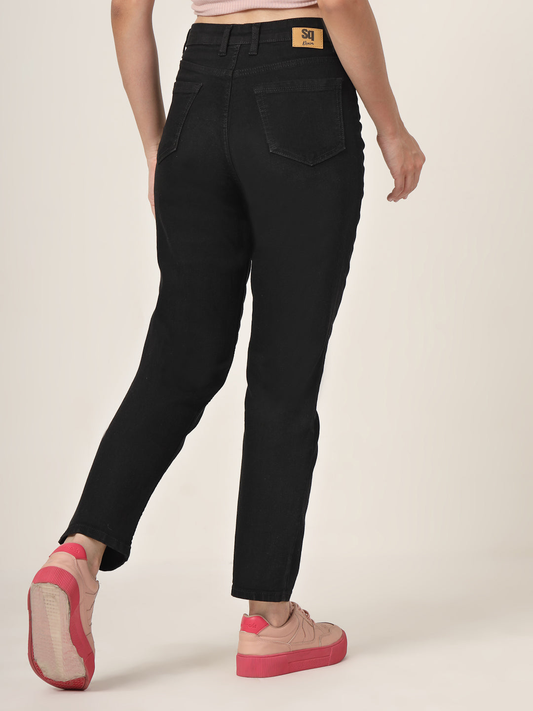 Style Quotient Women Black Mom Fit High Rise Stretchable Jeans-Jeans-StyleQuotient