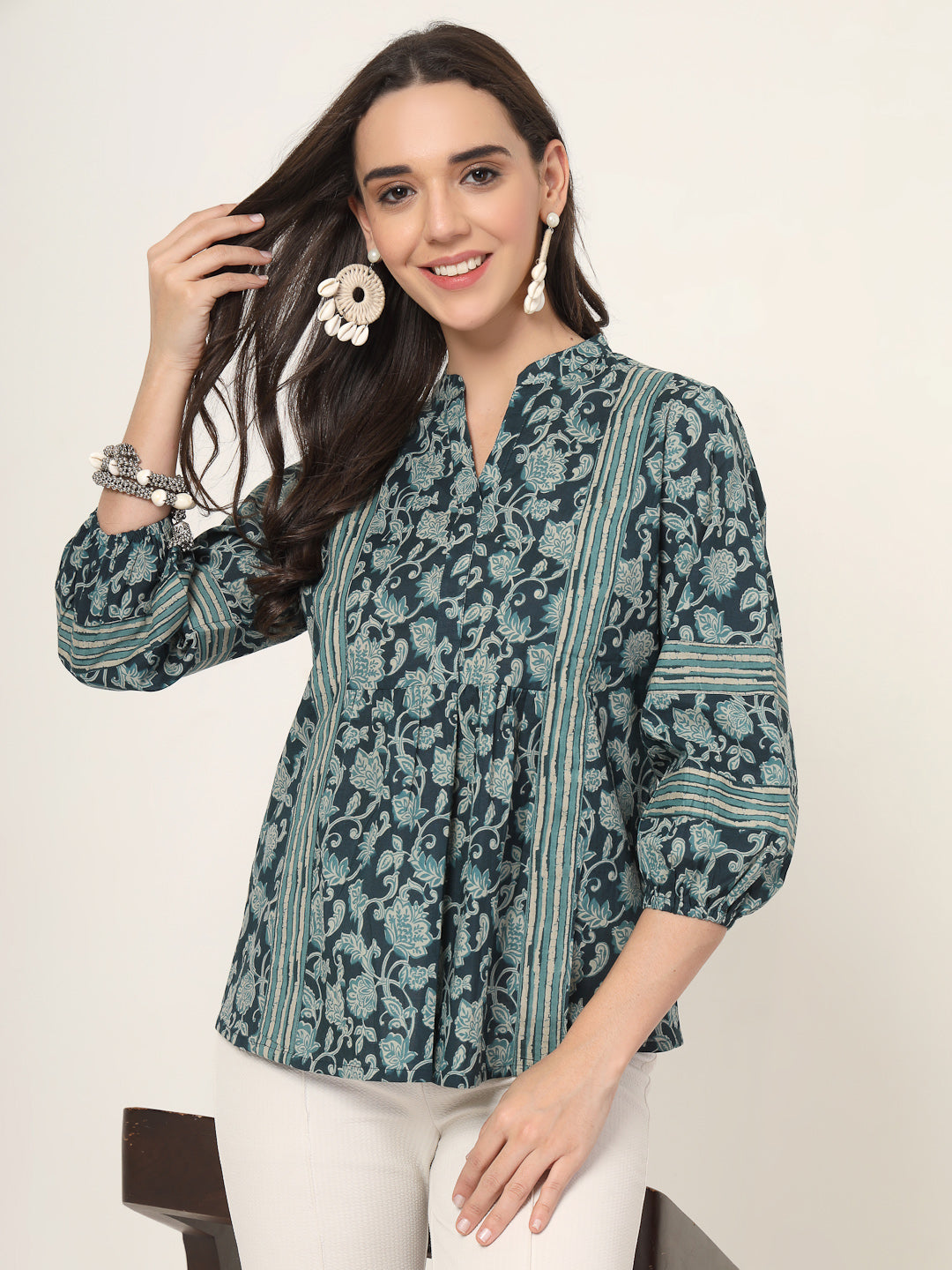 Style Quotient Women teal Printed Tunic-Tunics-StyleQuotient