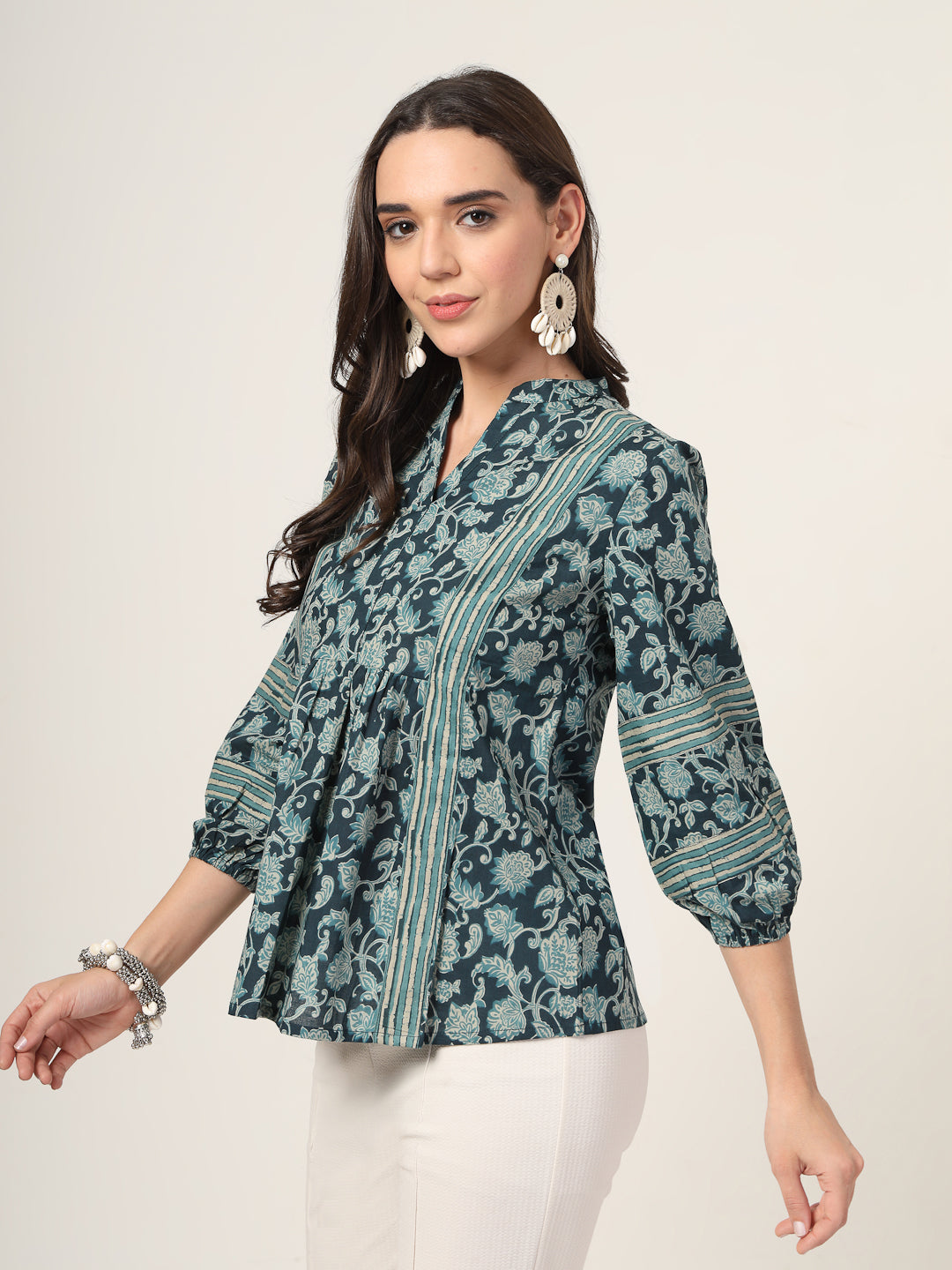 Style Quotient Women teal Printed Tunic-Tunics-StyleQuotient