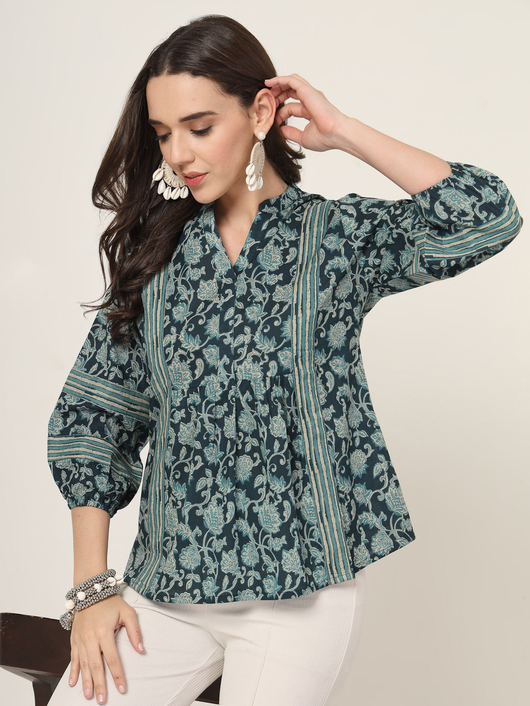 Style Quotient Women teal Printed Tunic-Tunics-StyleQuotient