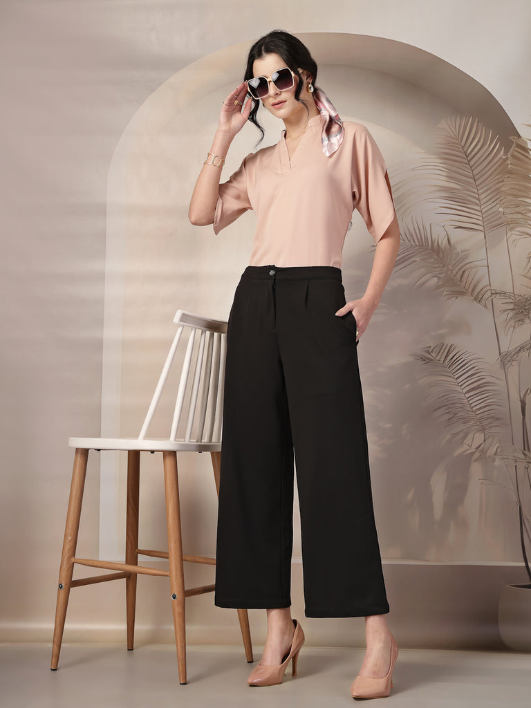 Style Quotient Women Solid Nude Polymoss Formal Top-Tops-StyleQuotient