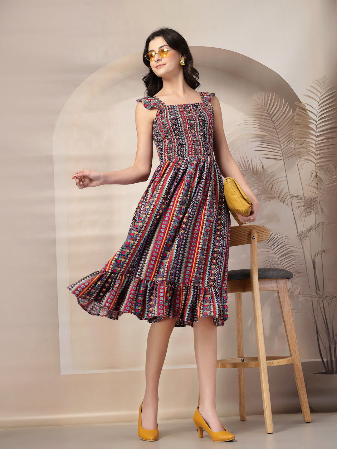 Style Quotient Women Printed Multi Color Sleeveless Dress Style Quotient Women Printed Multi Color Sleeveless Dress