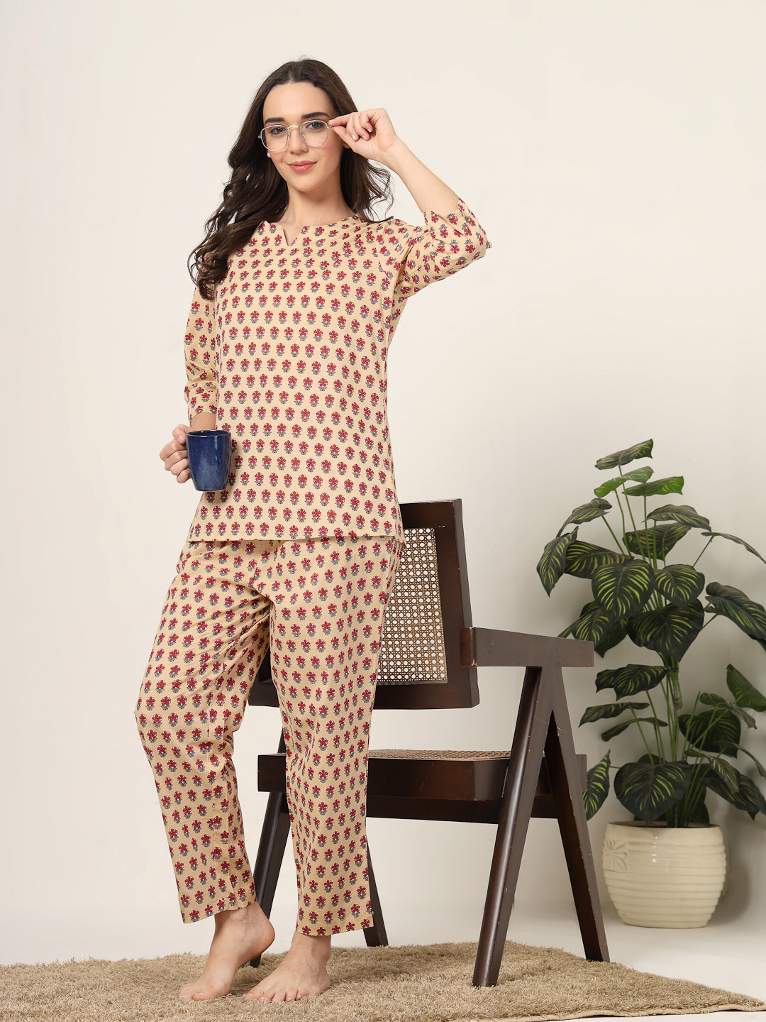 Style Quotient Women white and red printed night suit-Women Night Suit-StyleQuotient