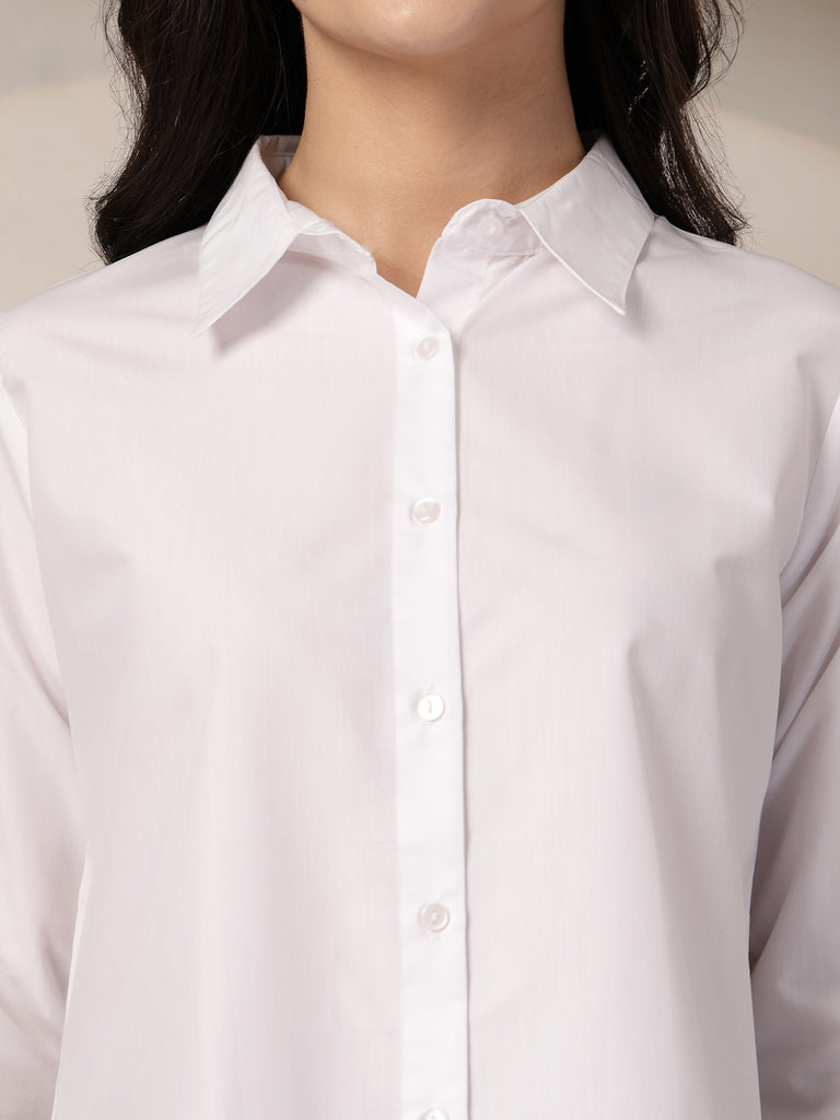 Style Quotient Women White Solid Boxy Shirt-Shirts-StyleQuotient