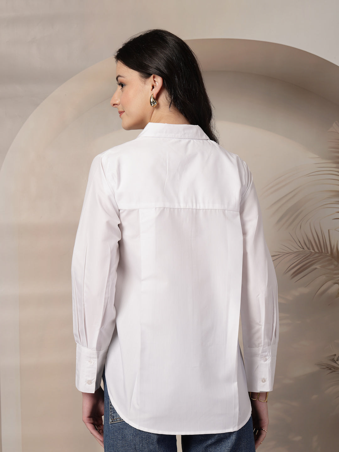 Style Quotient Women White Solid Boxy Shirt-Shirts-StyleQuotient