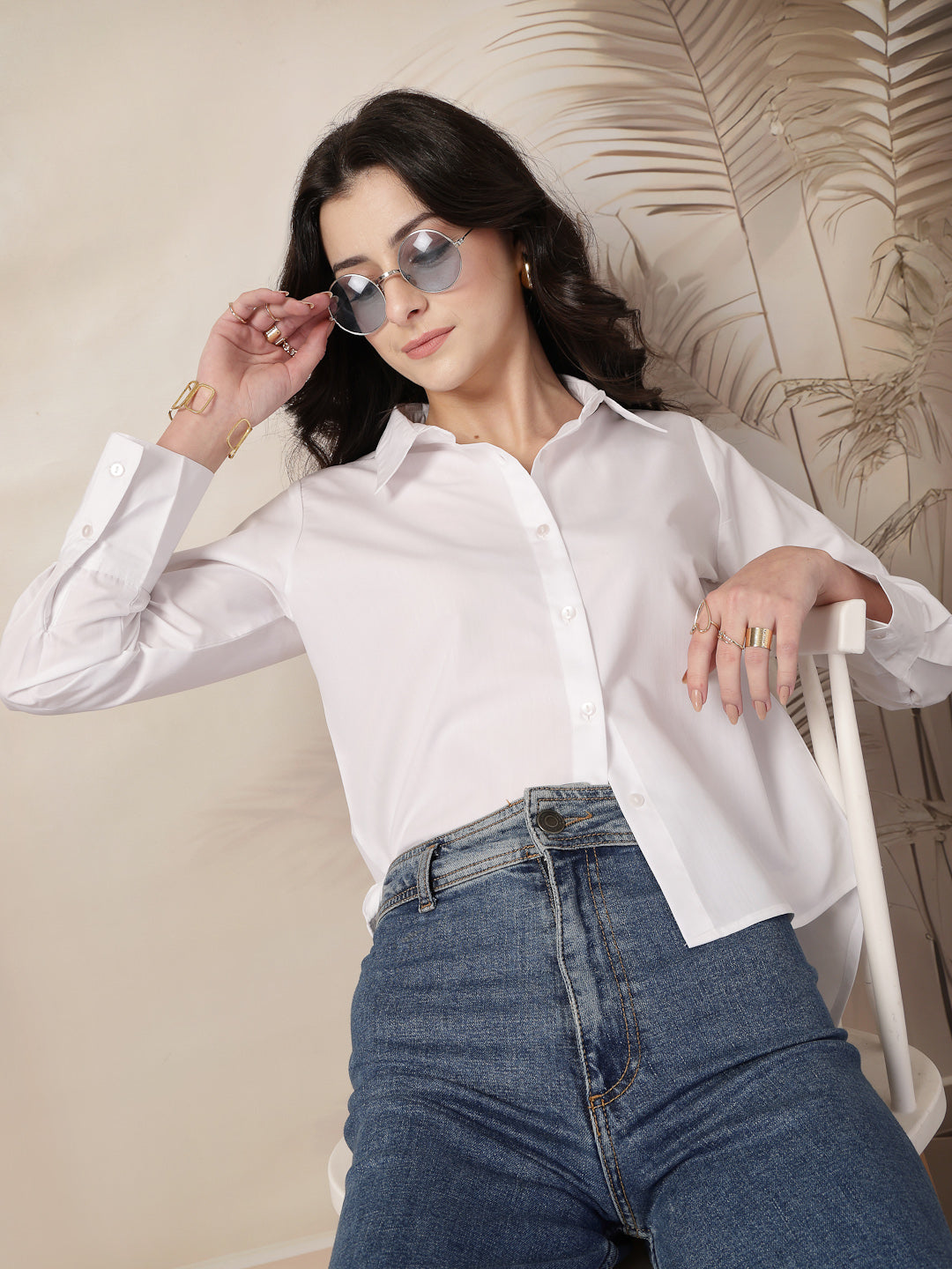 Style Quotient Women White Solid Boxy Shirt-Shirts-StyleQuotient