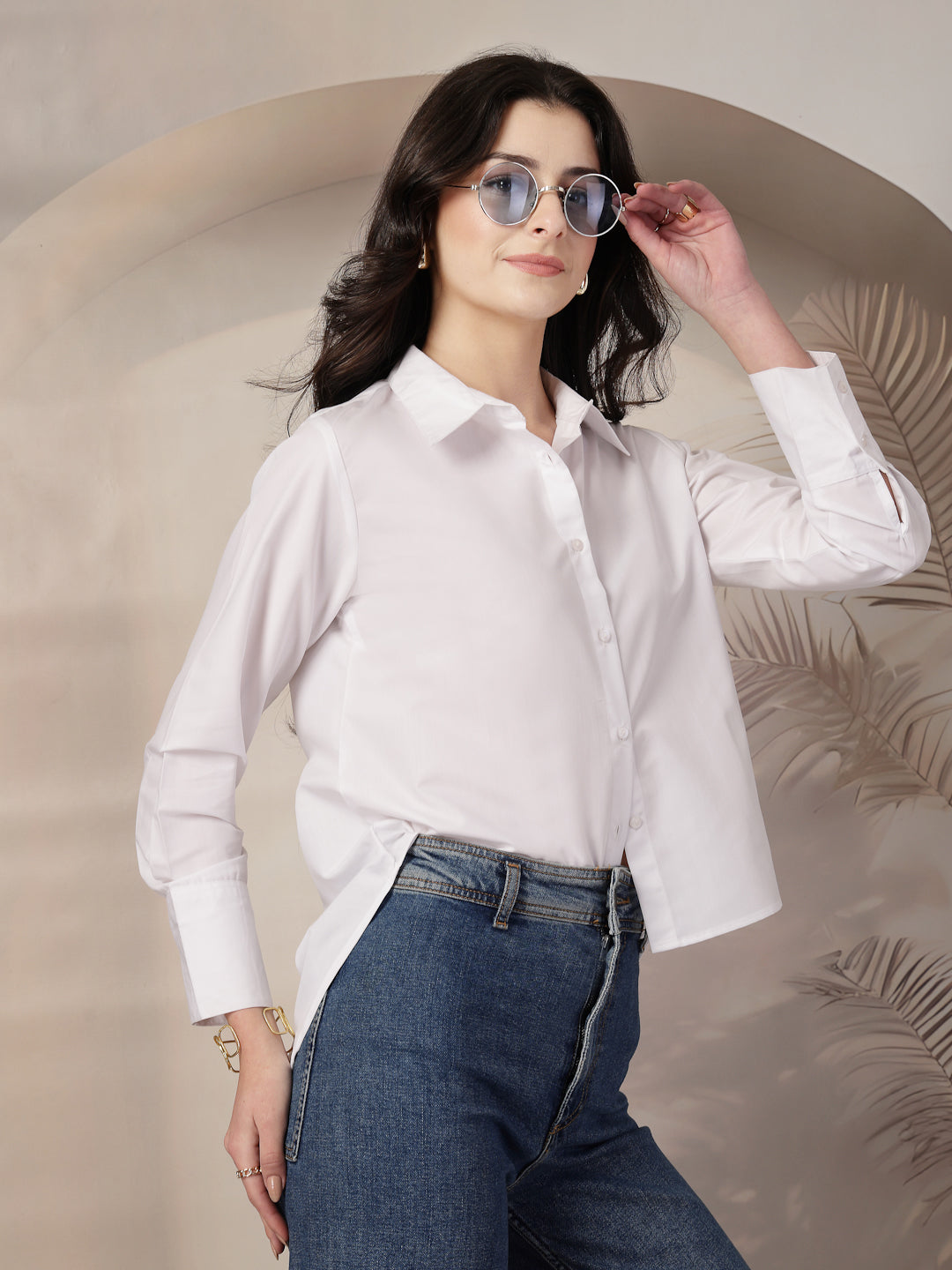 Style Quotient Women White Solid Boxy Shirt-Shirts-StyleQuotient