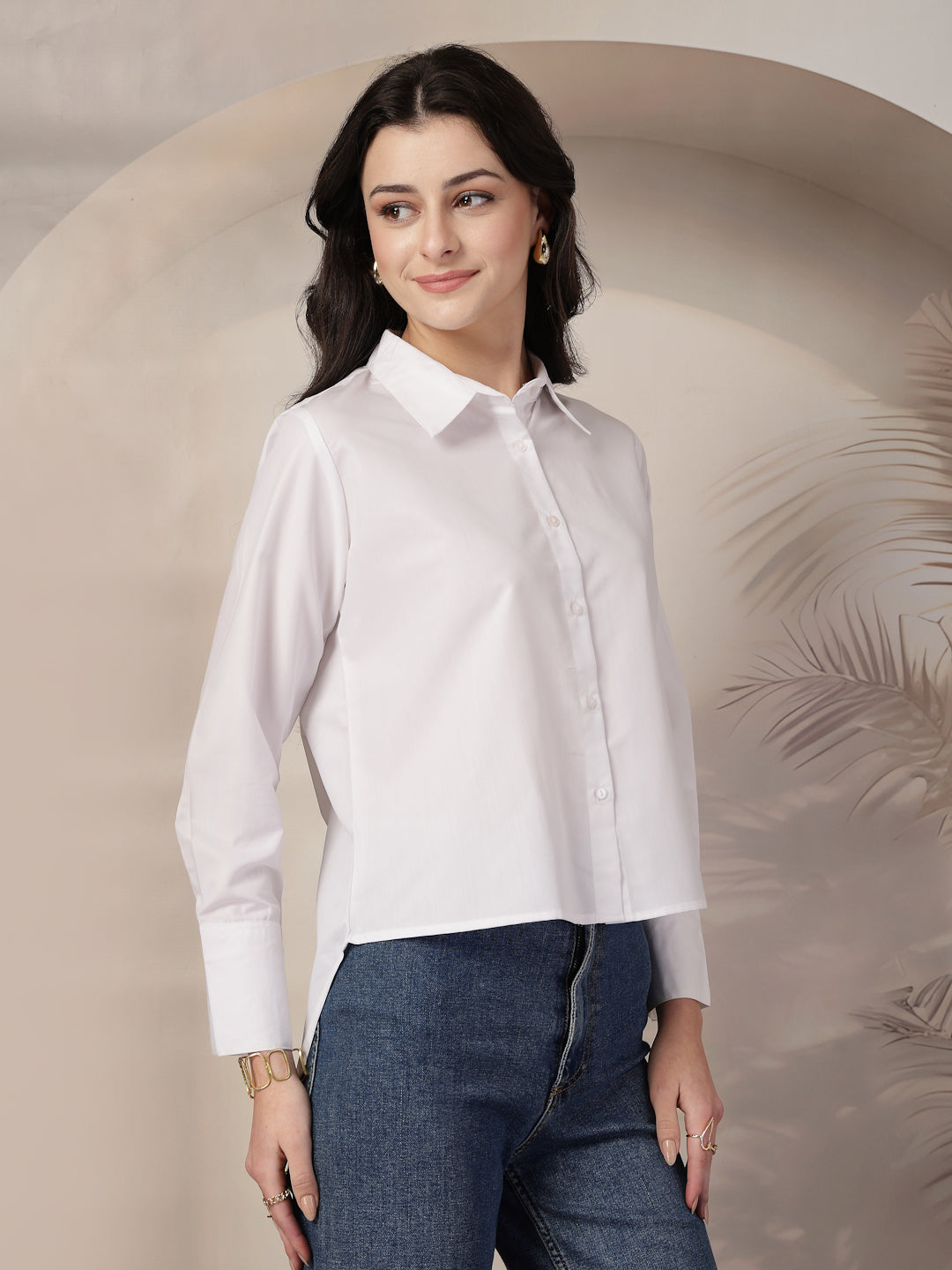 Style Quotient Women White Solid Boxy Shirt-Shirts-StyleQuotient