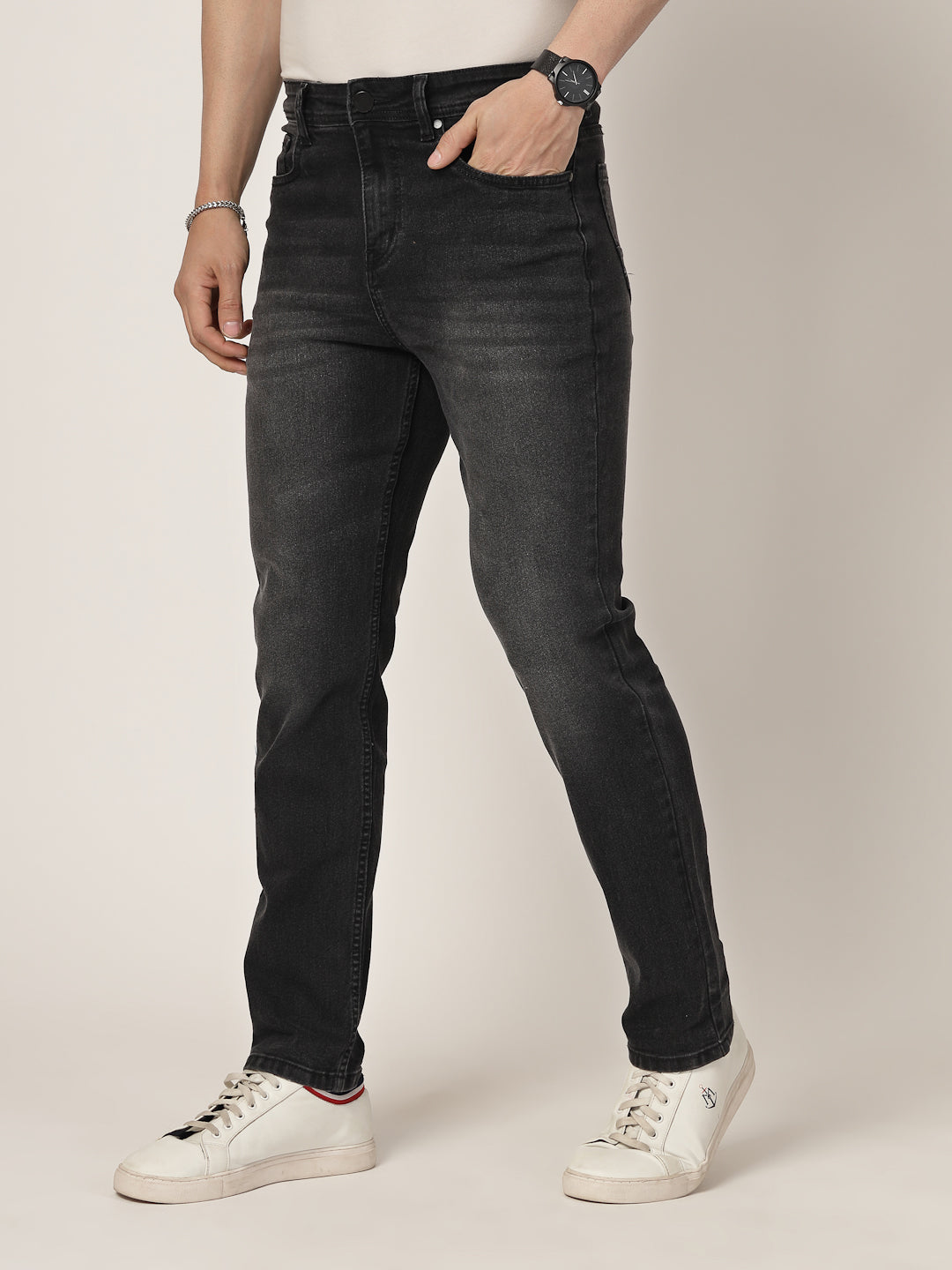 Style Quotient Men Black Regular Fit Mid Rise Stretchable Jeans-Mens Jeans-StyleQuotient