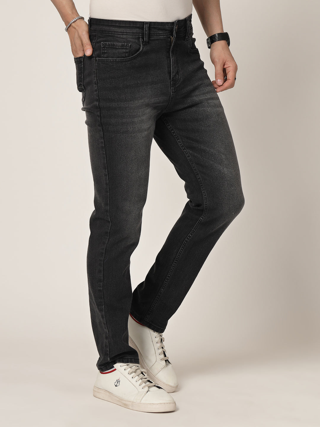 Style Quotient Men Black Regular Fit Mid Rise Stretchable Jeans-Mens Jeans-StyleQuotient